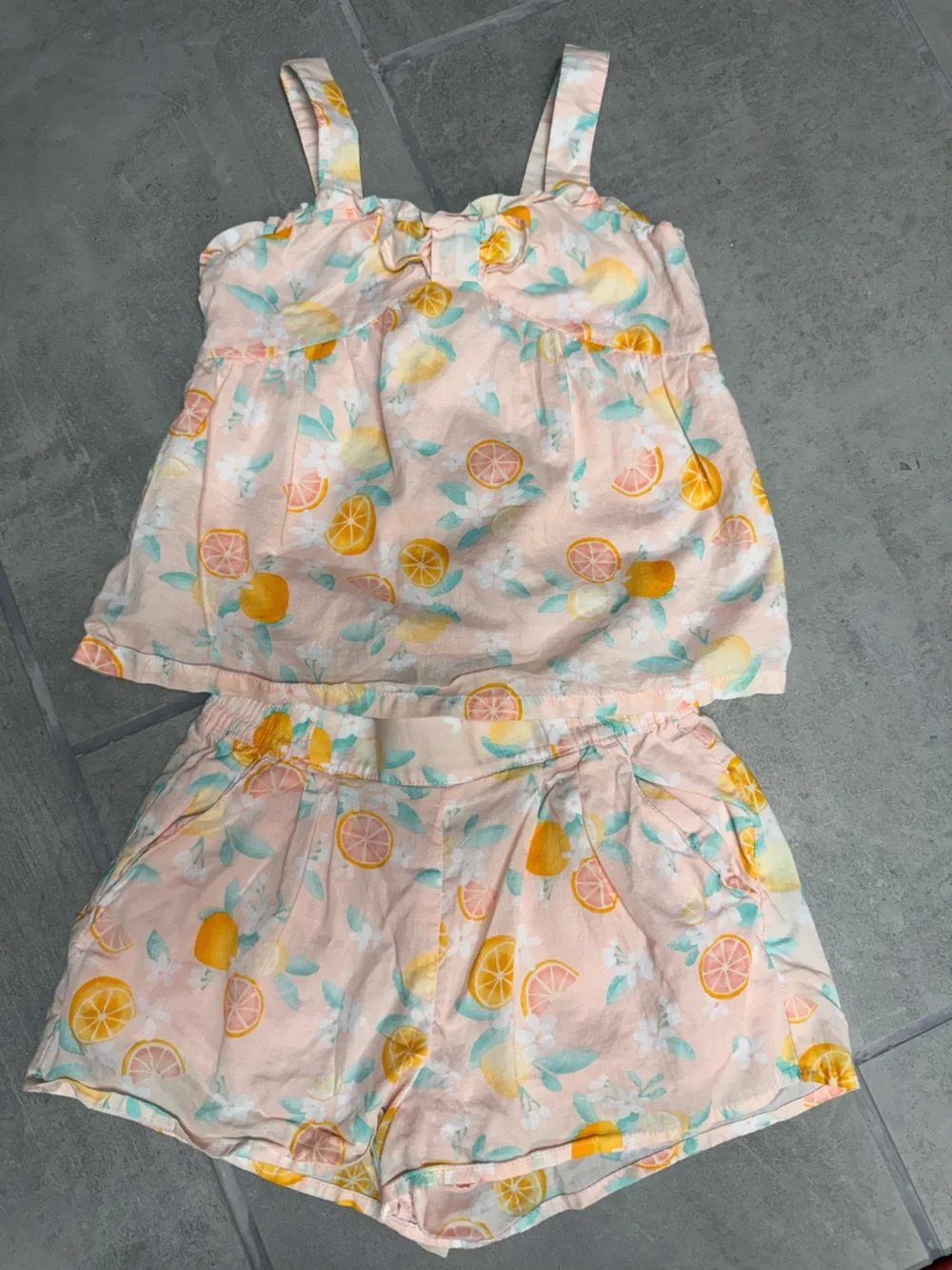 Janie and Jack Spring Break Citrus Floral 2 Piece Set Size 4 NWOT